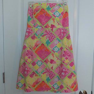 Girls Lilly Pulitzer Strapless Diamond Patch Monkey Floral Dress 10 White Label